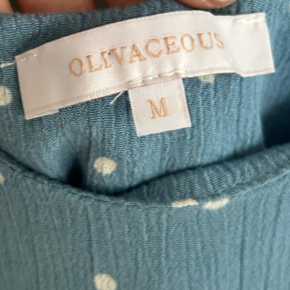 OLIVACEOUS Polka Dot Tie Strap Scoop Neck Tank Top Coastal Feminine Cottage | M - Picture 2 of 9